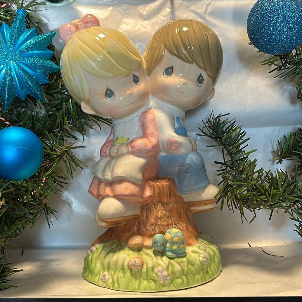 2002 Precious Moments Penny For Youth Thoughts Porcelain Piggy Bank 8 Inches